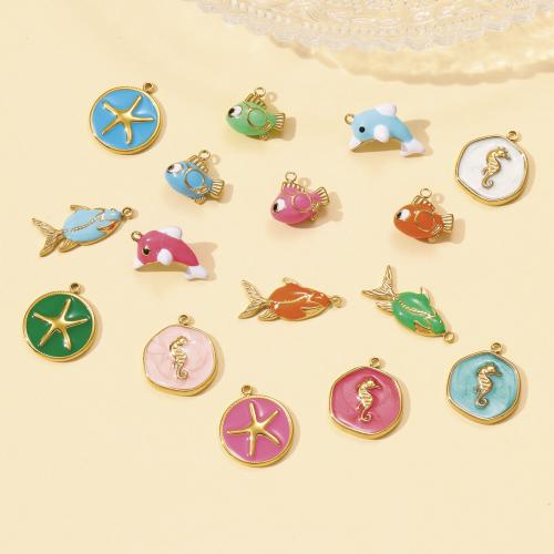 Emaille Edelstahl Anhänger, 304 Edelstahl, plattiert, DIY, keine, 3PCs/Tasche, verkauft von Tasche