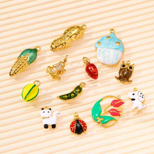 Emaille Edelstahl Anhänger, 304 Edelstahl, plattiert, DIY & Micro pave Zirkonia, keine, 3PCs/Tasche, verkauft von Tasche