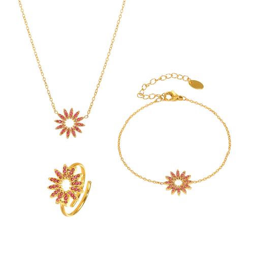 Cubic Zirconia Micro pflastern Edelstahl Schmucksets, 304 Edelstahl, plattiert, Micro pave Zirkonia & für Frau, keine, verkauft von PC