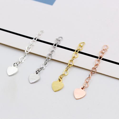 Cadena de extensor de plata esterlina, Plata de ley 925, Corazón, Bricolaje, más colores para la opción, longitud:aproximado 3 cm, Vendido por UD