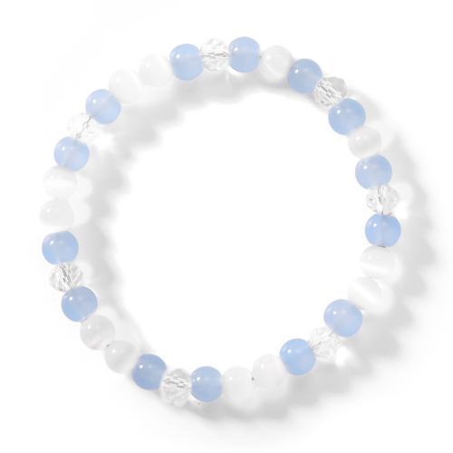 Bracelets en pierres précieuses, aigue-marine, avec Oeil de chat, Placage de couleur d'or, bijoux de mode, plus de couleurs à choisir, Vendu par PC