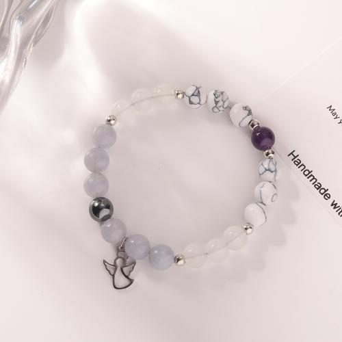 Bracelets en pierres précieuses, Pierre naturelle, avec alliage de zinc, Placage de couleur d'or, bijoux de mode, plus de couleurs à choisir, Vendu par PC