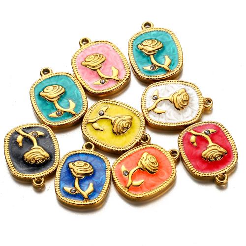 Emaille Edelstahl Anhänger, 304 Edelstahl, goldfarben plattiert, DIY & mit Strass, keine, 5PCs/Tasche, verkauft von Tasche