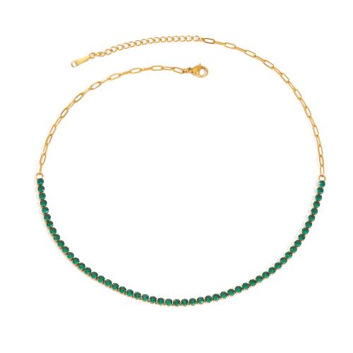 304ステンレススチール ネックレス, 18Kゴールドメッキ, ファッションジュエリー & 女性用 & ライン石のある, 無色, 売り手 パソコン