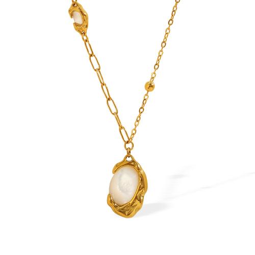 ステンレス鋼のジュエリーネックレス, 304ステンレススチール, とともに 白い貝, 18Kゴールドメッキ, ファッションジュエリー & 女性用, 売り手 パソコン