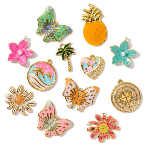 Emaille Edelstahl Anhänger, 304 Edelstahl, plattiert, DIY & mit Strass, keine, 3PCs/Tasche, verkauft von Tasche