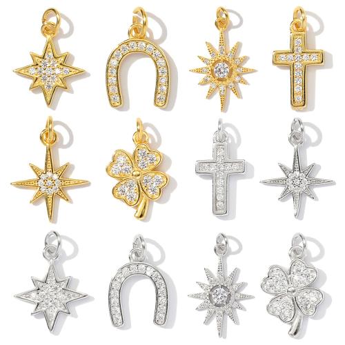 Pendentifs en acier inoxydable zircons cubiques, Acier inoxydable 304, Placage, DIY & pavé de micro zircon, plus de couleurs à choisir Vendu par sac[