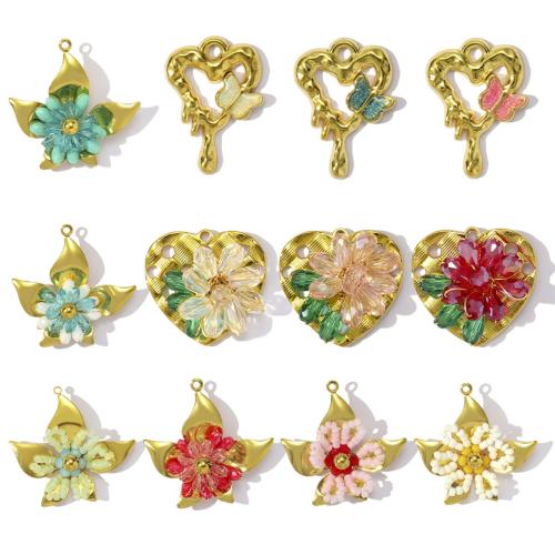 Emaille Edelstahl Anhänger, 304 Edelstahl, mit Glasperlen, plattiert, DIY, keine, 3PCs/Tasche, verkauft von Tasche