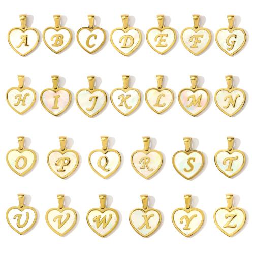 Pendentif de lettre en acier inoxydable, Acier inoxydable 304, avec coquille, Lettre d’alphabet, Placage, DIY, plus de couleurs à choisir Vendu par sac