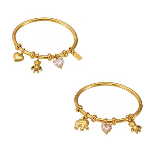Bracelet en acier inoxydable, Acier inoxydable 304, Placage, styles différents pour le choix & pavé de micro zircon & pour femme, plus de couleurs à choisir, Vendu par PC