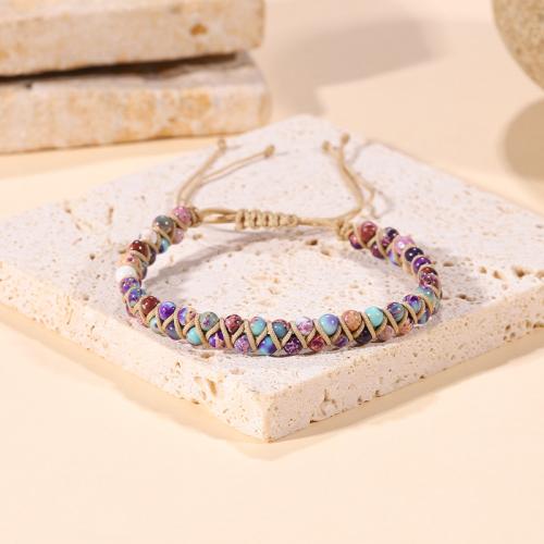Jaspe Impresión Pulsera, con cordón poliéster, hecho a mano, unisexo & ajustable, longitud:aproximado 6.3-11 Inch, Vendido por UD