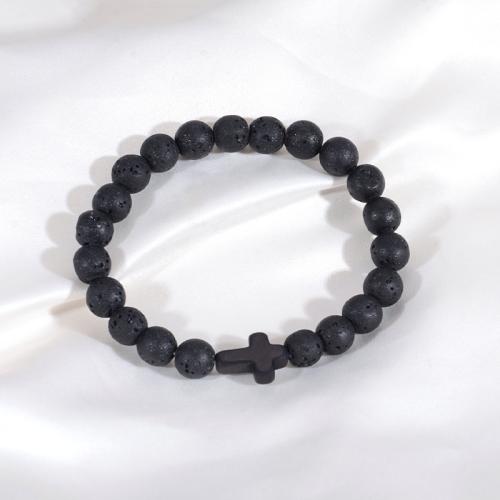 Lava Bracelet, Cross, handmade, fashion jewelry & Unisex Approx 8.3 Inch 