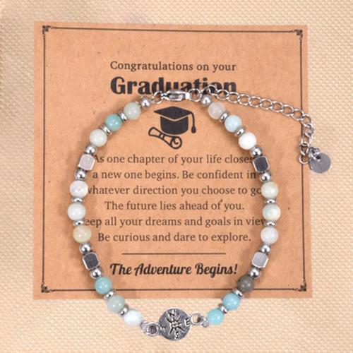 Amazonite bracelet, avec Acier inoxydable 304, Boussole, fait à la main, bijoux de mode & unisexe Environ 7 pouce, Vendu par PC