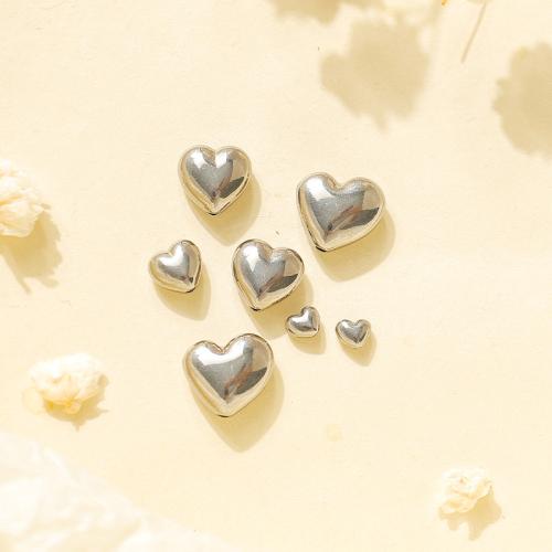 Stainless Steel Beads, 304 Stainless Steel, Heart, silver color plated, DIY, silver color 