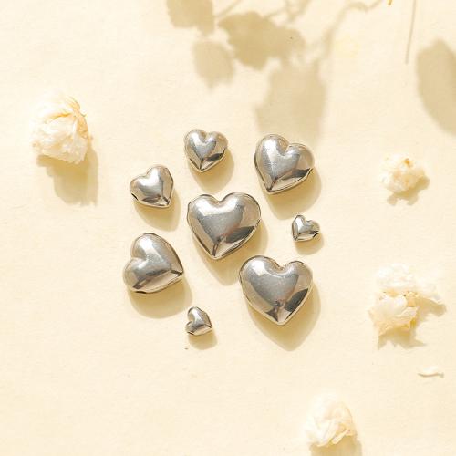 Stainless Steel Beads, 304 Stainless Steel, Heart, silver color plated, DIY, silver color 