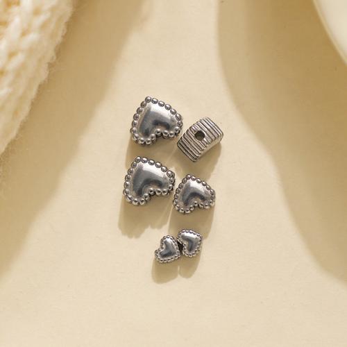 Stainless Steel Beads, 304 Stainless Steel, Heart, silver color plated, DIY, silver color 
