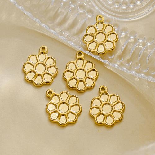 Stainless Steel Flower Pendant, 304 Stainless Steel, gold color plated, DIY, golden 