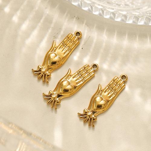 Stainless Steel Pendants, 304 Stainless Steel, Hand, gold color plated, DIY, golden 
