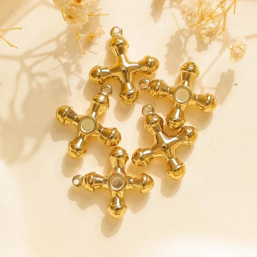 pendentifs En acier inoxydable de Croix , Acier inoxydable 304, Placage de couleur d'or, DIY, doré Vendu par sac