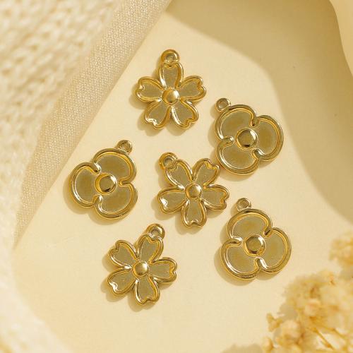 Stainless Steel Flower Pendant, 304 Stainless Steel, gold color plated, DIY, golden 