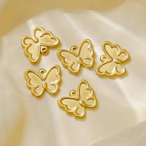 Pendentifs d'animaux en acier inoxydable , Acier inoxydable 304, papillon, Placage de couleur d'or, DIY, doré Vendu par sac