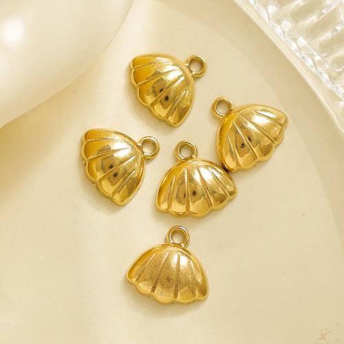 Pendentifs d'animaux en acier inoxydable , Acier inoxydable 304, coquille, Placage de couleur d'or, DIY, doré Vendu par sac