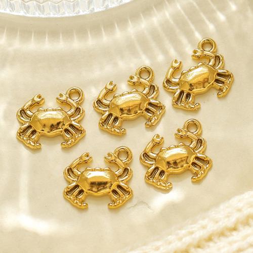 Pendentifs d'animaux en acier inoxydable , Acier inoxydable 304, crabe, Placage de couleur d'or, DIY, doré Vendu par sac