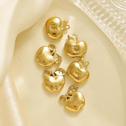 Stainless Steel Pendants, 304 Stainless Steel, Apple, gold color plated, DIY, golden 