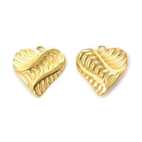 pendentifs de cœur en inox , Acier inoxydable 304, coeur, Placage de couleur d'or, DIY, doré Vendu par sac