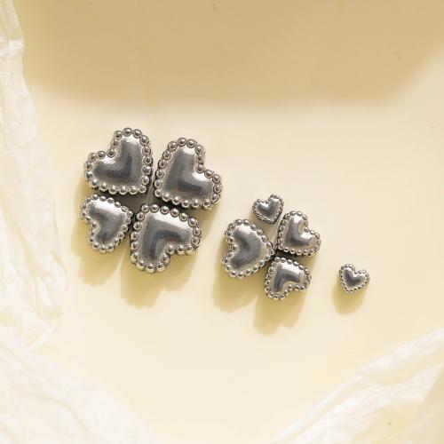 Stainless Steel Beads, 304 Stainless Steel, Heart, silver color plated, DIY, silver color 