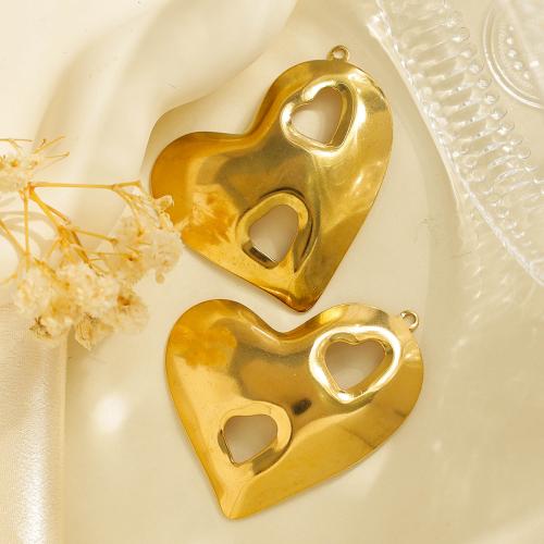pendentifs de cœur en inox , Acier inoxydable 304, coeur, Placage de couleur d'or, DIY, doré Vendu par sac