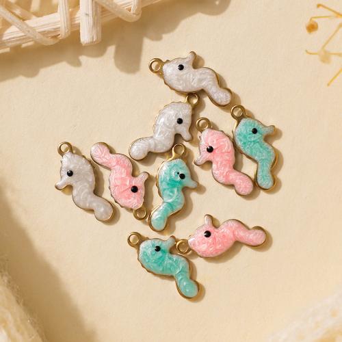 Pendentifs d'animaux en acier inoxydable , Acier inoxydable 304, hippocampe, Placage, DIY & émail, plus de couleurs à choisir Vendu par sac
