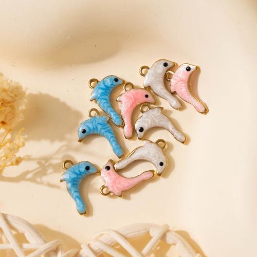 Pendentifs d'animaux en acier inoxydable , Acier inoxydable 304, dauphin, Placage, DIY & émail, plus de couleurs à choisir Vendu par sac