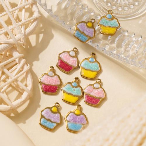 Emaille Edelstahl Anhänger, 304 Edelstahl, Kuchen, plattiert, DIY, keine, 10PCs/Tasche, verkauft von Tasche