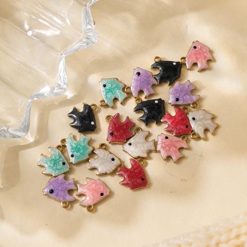 Pendentifs d'animaux en acier inoxydable , Acier inoxydable 304, poisson, Placage, DIY & émail, plus de couleurs à choisir Vendu par sac
