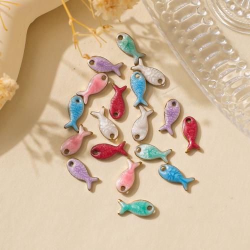 Pendentifs d'animaux en acier inoxydable , Acier inoxydable 304, poisson, Placage, DIY & émail, plus de couleurs à choisir Vendu par sac