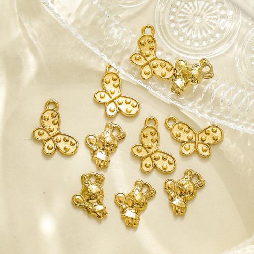 Pendentifs d'animaux en acier inoxydable , Acier inoxydable 304, Placage de couleur d'or, DIY, doré Vendu par sac