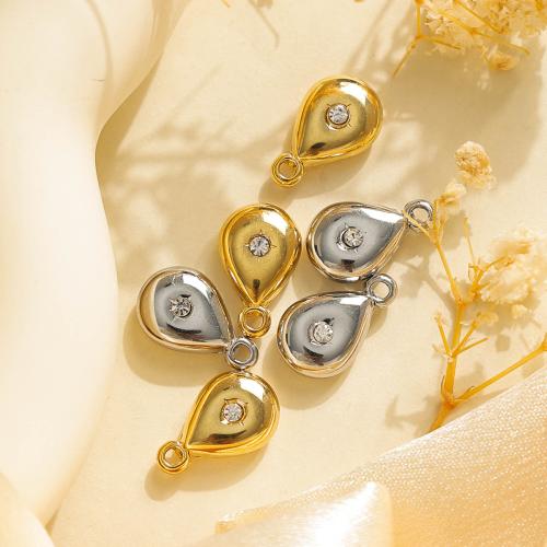 colgantes del acero inoxidable con cúbico zirconia, acero inoxidable 304, Gota, chapado, Bricolaje & micro arcilla de zirconia cúbica, más colores para la opción, 10PCs/Bolsa, Vendido por Bolsa