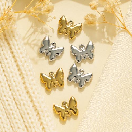 Pendentifs d'animaux en acier inoxydable , Acier inoxydable 304, papillon, Placage, DIY, plus de couleurs à choisir Vendu par sac