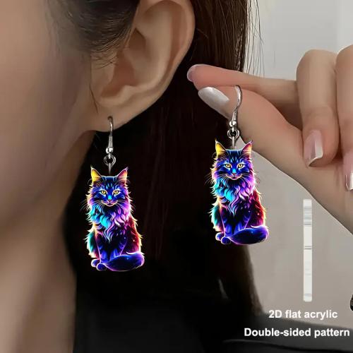 Boucle d'oreille de goutte acrylique, Impression, bijoux de mode, plus de couleurs à choisir, Vendu par paire[