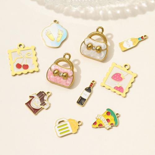 Emaille Edelstahl Anhänger, 304 Edelstahl, goldfarben plattiert, DIY & mit Strass, keine, 3PCs/Tasche, verkauft von Tasche