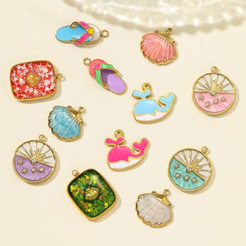 Emaille Edelstahl Anhänger, 304 Edelstahl, goldfarben plattiert, DIY & mit Strass, keine, 3PCs/Tasche, verkauft von Tasche