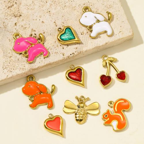 Emaille Edelstahl Anhänger, 304 Edelstahl, goldfarben plattiert, DIY & Micro pave Zirkonia, keine, 3PCs/Tasche, verkauft von Tasche