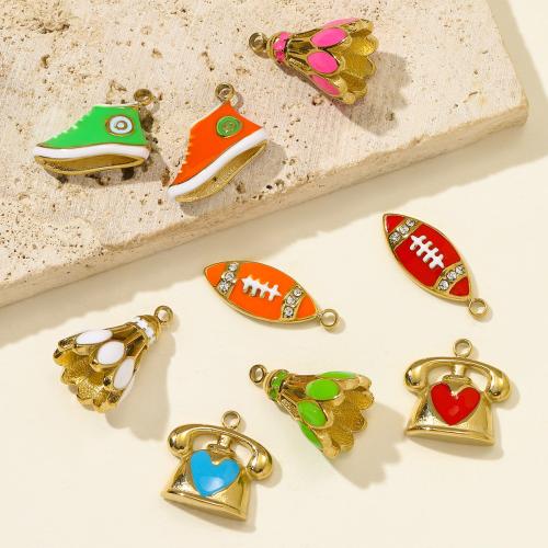 Emaille Edelstahl Anhänger, 304 Edelstahl, goldfarben plattiert, DIY & mit Strass, keine, 3PCs/Tasche, verkauft von Tasche