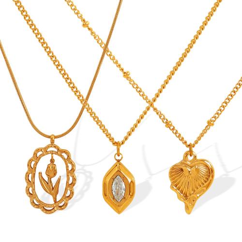 ステンレス鋼のジュエリーネックレス, 304ステンレススチール, メッキ, 異なるスタイルを選択 & 女性用 & くり抜き, 金色, 売り手 パソコン