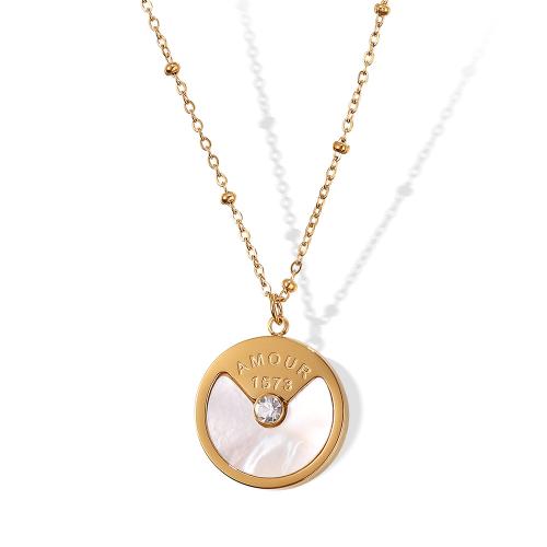 ステンレス鋼のジュエリーネックレス, 304ステンレススチール, とともに 白い貝, 18Kゴールドメッキ, ファッションジュエリー & 女性用 & ライン石のある, 売り手 パソコン