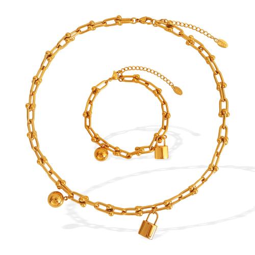 Parures de bijoux en acier inoxydable, Acier inoxydable 304, Placage, bijoux de mode & styles différents pour le choix & pour femme, doré, Vendu par PC