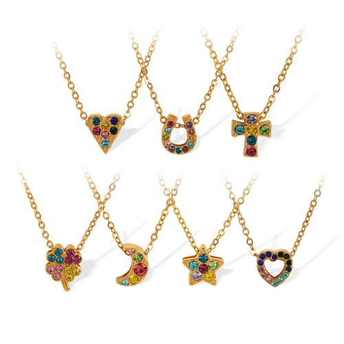 Bijoux strass en acier inoxydable Set, Acier inoxydable 304, Placage, styles différents pour le choix & pour femme & avec strass, doré, Vendu par PC