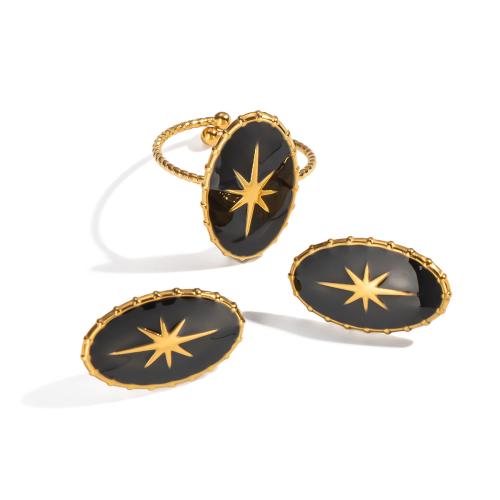 Conjuntos de joyería de acero inoxidable de esmalte, acero inoxidable 304, chapado, diferentes estilos para la opción & para mujer, dorado, Vendido por UD