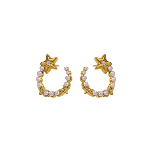 Boucle en acier inoxydable, Acier inoxydable 304, avec perle de plastique, Placage, styles différents pour le choix & pour femme & avec strass, plus de couleurs à choisir, Vendu par paire